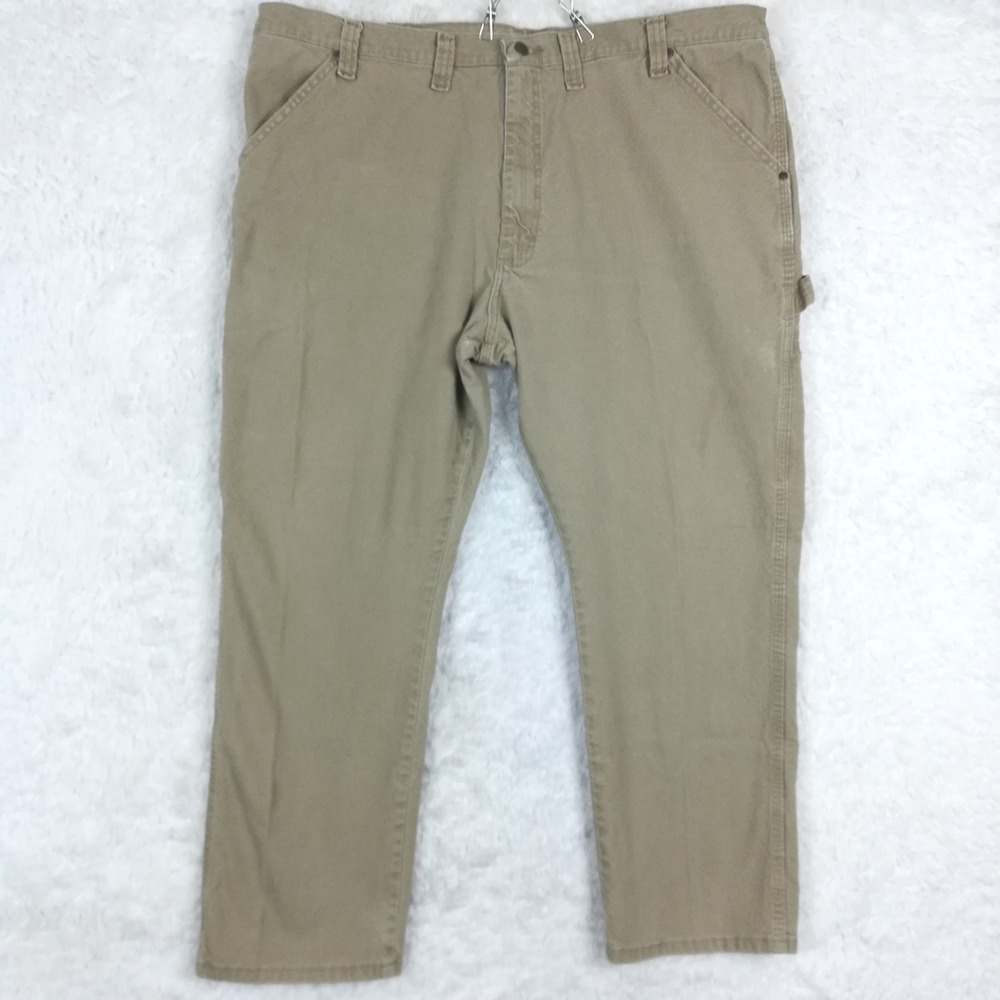 Wrangler Mens Pants Carpenter Tan Sand Canvas Relaxed Fit 44x30